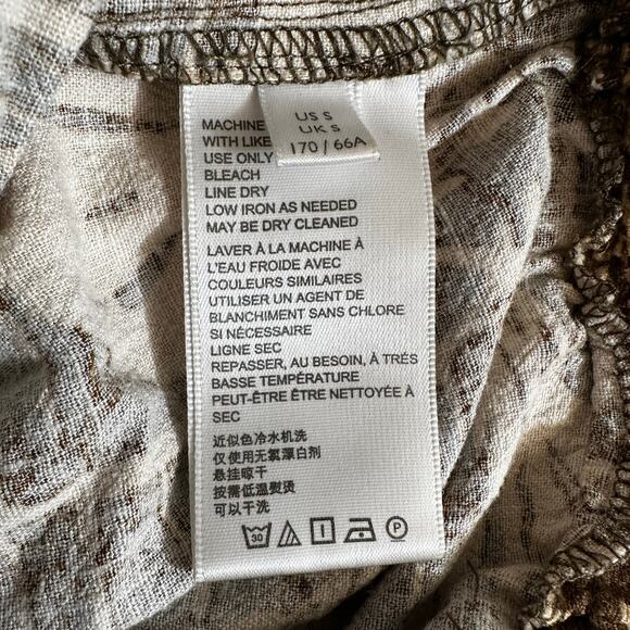 Urban Outfitters Linen Blend Tropical Print Wide Leg Pants Brown Small Bohemian - Picture 10 of 10